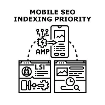 Mobile seo indexing priority optimizing website content Stock Illustration