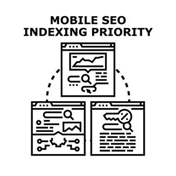 Mobile seo indexing priority optimizing website performance Stock Illustration