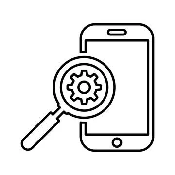 Mobile, seo, smartphone, performance icon. Line icon, outline symbol. Stock Illustration