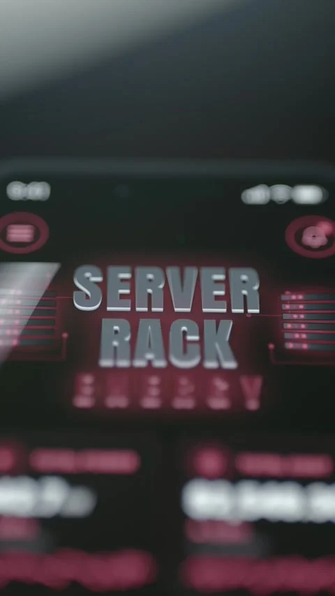 Mobile Server Rack Monitoring Interface With Red Status Controls 4K Stock Footage 341861957