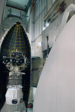 In the mobile service tower on Pad 17-B at Cape Canaveral Air Force Statio... Stock Photos