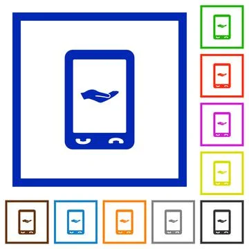 Mobile services flat framed icons Stock Illustration