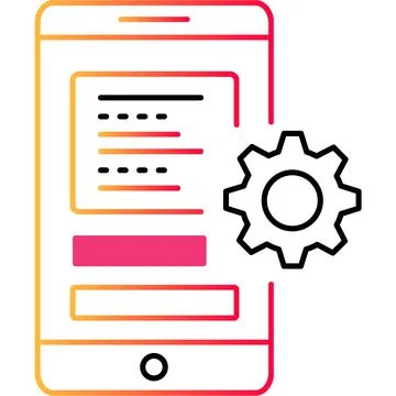 Mobile setting outline icon vector phone app gear Stock Illustration