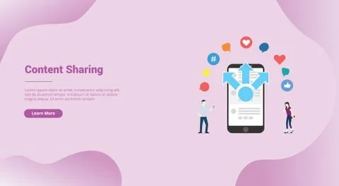 Mobile sharing content media concept for website template or landing homepage Illustrazione stock