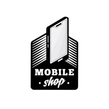 Mobile shop logo. Mobile store design template. Vector and illustration. Stock Illustration