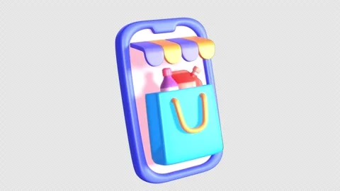 Mobile Shopping 3D Animation Stock Footage 252243240