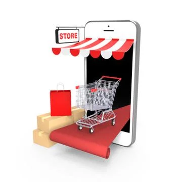 Mobile Shopping / 3D Render Stock Illustration