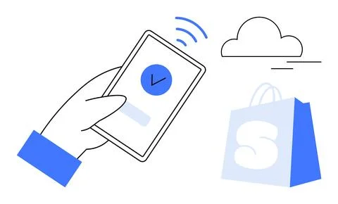 Mobile Shopping and Cloud Integration in Modern E-commerce 库存插图