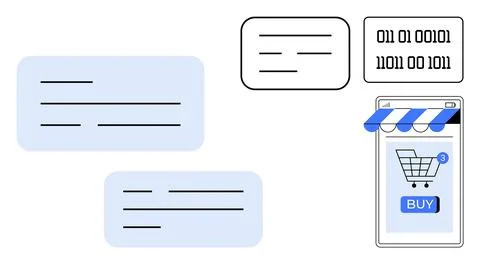 Mobile Shopping and Communication with Binary Code Elements Stock Illustration