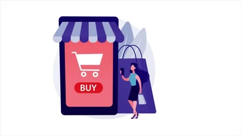 Mobile Shopping and E-Commerce App Interface Animation Stock Footage 339342618
