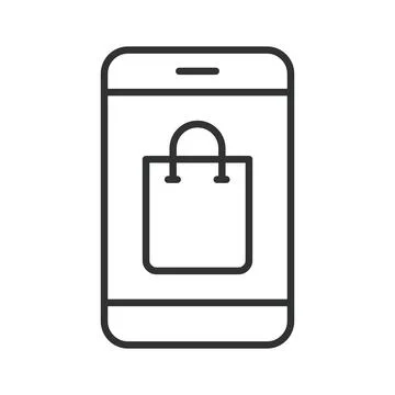 Mobile shopping and e-commerce icon in line design. Online store, app Stock Illustration
