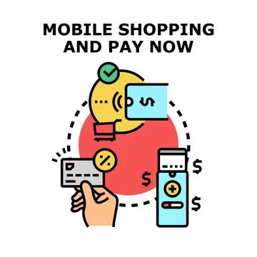 Mobile shopping and secure payment transaction Stock Illustration