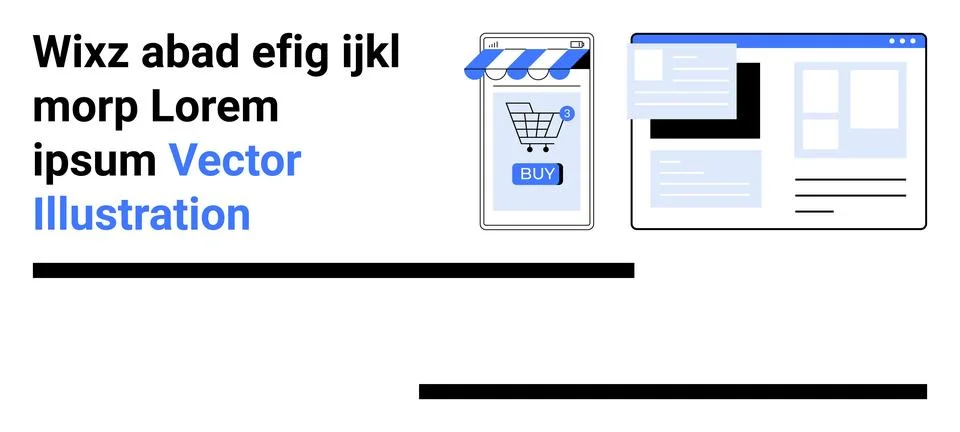 Mobile Shopping and Website Development Concept with Vector Elements Stock Illustration