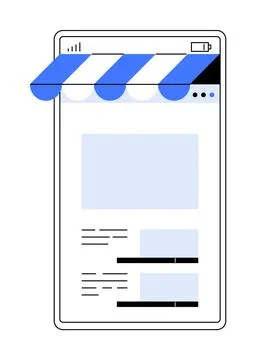 Mobile Shopping App Interface with Blue Awning Stockillustratie