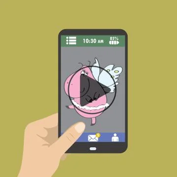 Mobile shopping button, flat design. Stock Illustration