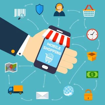 Mobile shopping concept Stock Illustration