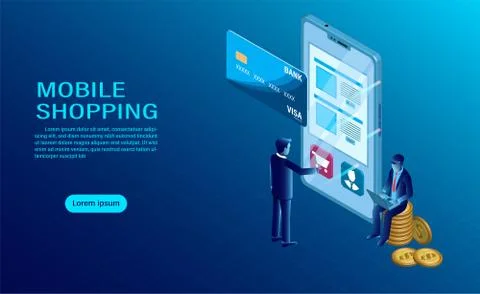 Mobile with shopping concept. Software data interaction. order interface trac Illustrazione stock