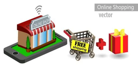 Mobile shopping e-commerce Stock Illustration