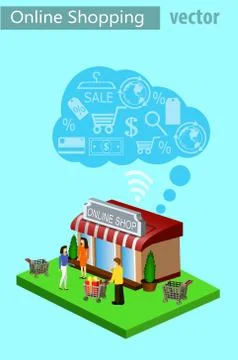 Mobile shopping e-commerce Stock Illustration