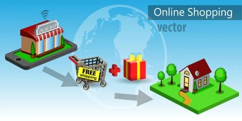 Mobile shopping e-commerce Stock Illustration