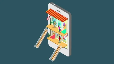 Mobile shopping e-commerce online store reveal animation, Vidéo 88356597