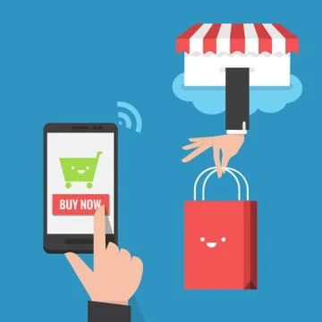 Mobile shopping flat design Stock Illustration