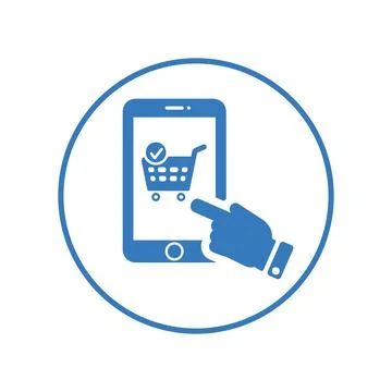 Mobile Shopping Icon, e-commerce / blue color Stock Illustration