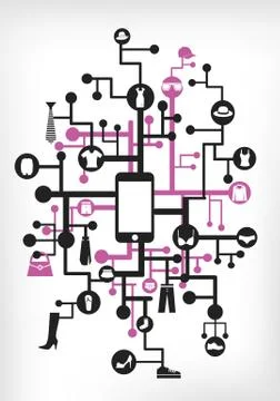 Mobile shopping Stock Illustration