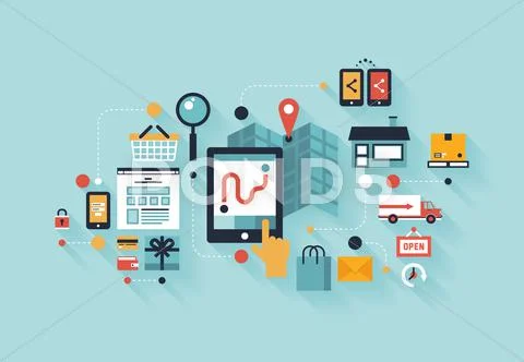Mobile shopping illustration concept Stock Illustration