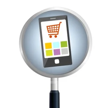 Mobile Shopping magnify Stock Illustration