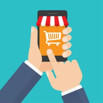 Mobile shopping, online store, e-commerce concepts. Stock Illustration