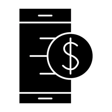 Mobile shopping solid icon. Smartphone and dollar sign vector illustration Stock Illustration