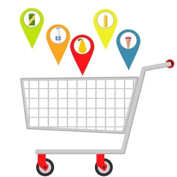 Mobile shopping trolley Stock Illustration