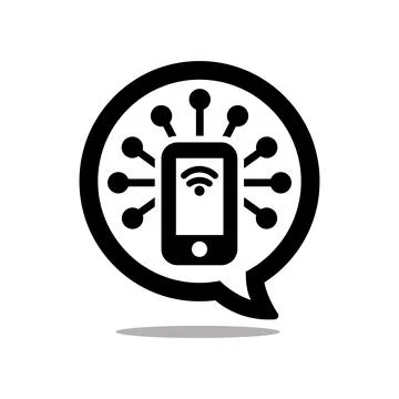 Mobile Sign Service Wifi Solid Black Glyph Icon Smart appliances control pixel p Stock Illustration