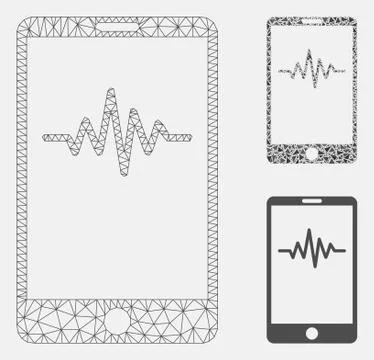Mobile Signal Graph Vector Mesh Wire Frame Model and Triangle Mosaic Icon Stock Illustration