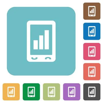 Mobile signal strength rounded square flat icons Stock Illustration