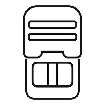 Mobile sim card for smartphone being inserted in phone icon outline Stock Illustration