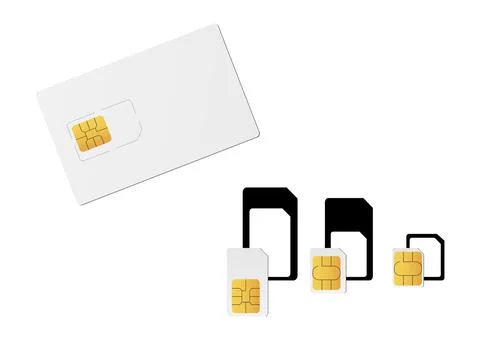 Mobile SIM card types set to vector graphics. Sim, micro sim, nano sim Stock Illustration