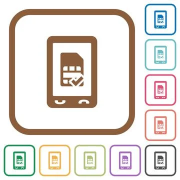 Mobile simcard accepted simple icons 스톡 일러스트