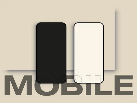 Mobile Simple Design, Phone Device Mockup in Minimalistic Design Stock Illustration