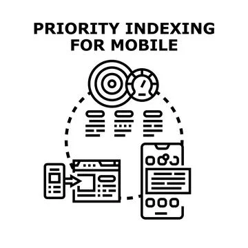 Mobile site priority indexing for improved search optimization Stockillustratie