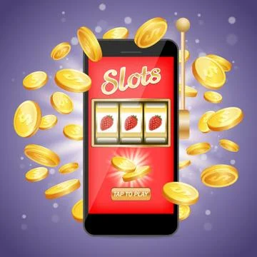 Mobile slots vector poster banner design template Stock Illustration