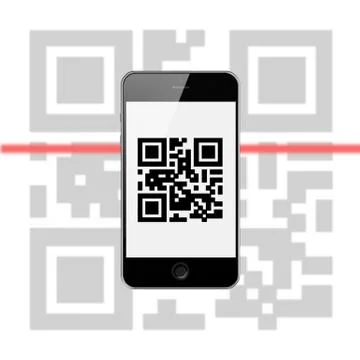 Mobile smart phone with qr code isolated on white background. イラスト素材