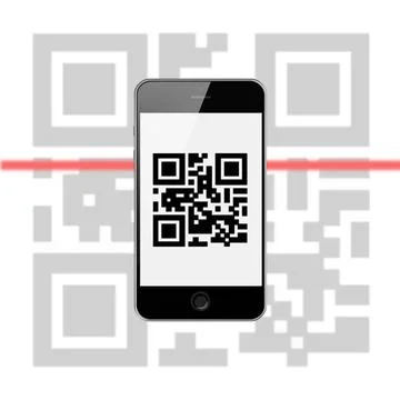 Mobile Smart Phone with QR Code Isolated on White Background. Mobile Smart... Stock-Fotos