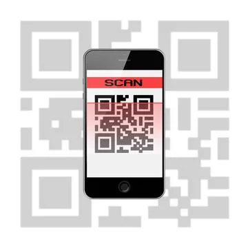 Mobile Smart Phone with QR Code Isolated on White Background. Mobile Smart... Stock Photos