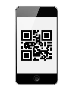 Mobile Smart Phone with QR Code Isolated on White Background. Mobile Smart... Stockfoto's
