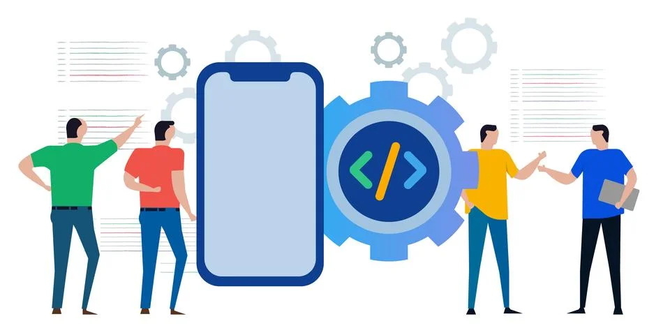 Mobile smartphone application apps programming coding development icon Illustrazione stock