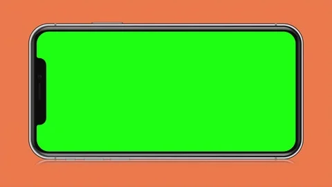 Mobile Smartphone Blank Green Screen, Solid Orange Background Stock Footage 83253729
