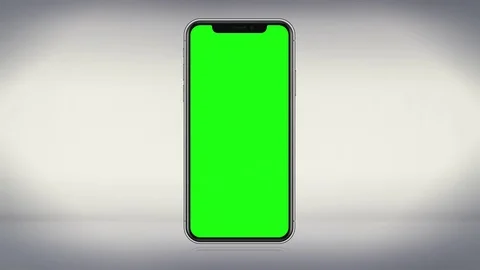 Mobile Smartphone Blank Green Screen, White Grey Gradient Background Chroma Stock Footage 83254602