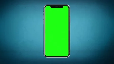 Mobile Smartphone Blank Green Screen, Blue Gradient Circular Background Chroma Vidéo 83254862